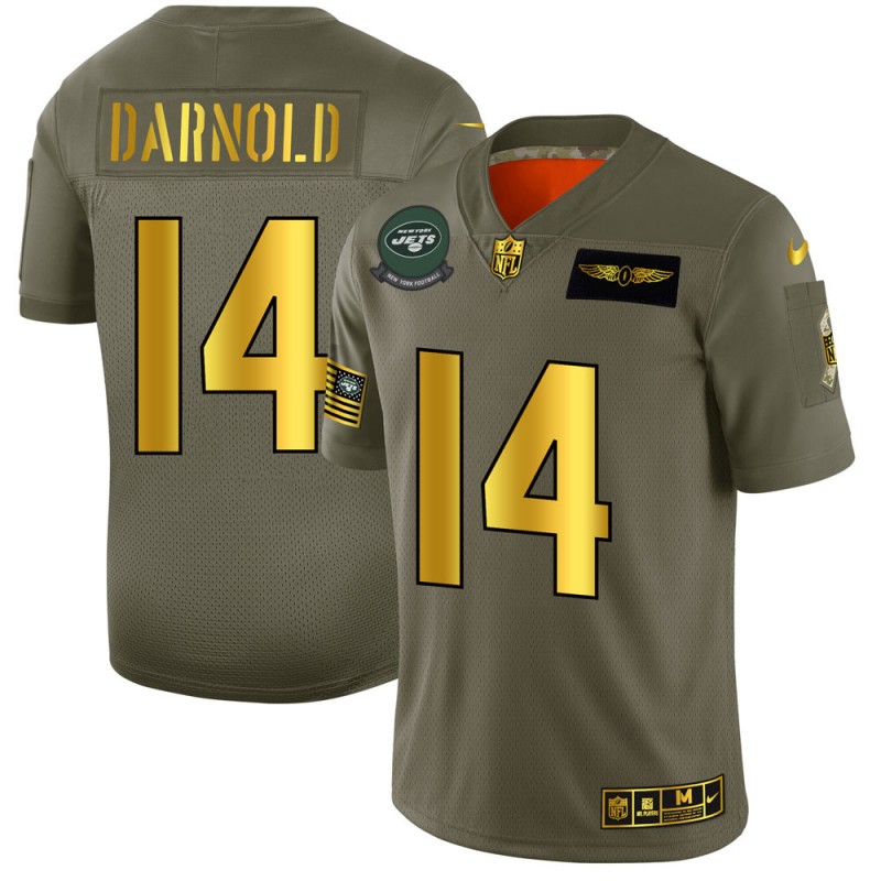 Men's New York Jets #14 Sam Darnold 2019 Olive/Gold Salute To Service Limited Stitched NFL Jersey